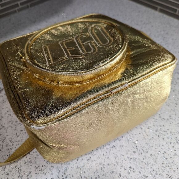 LEGO Gold Shiny Metallic Crossbody Bag Purse Tote 10 X 10 X 4 - Picture 15 of 16